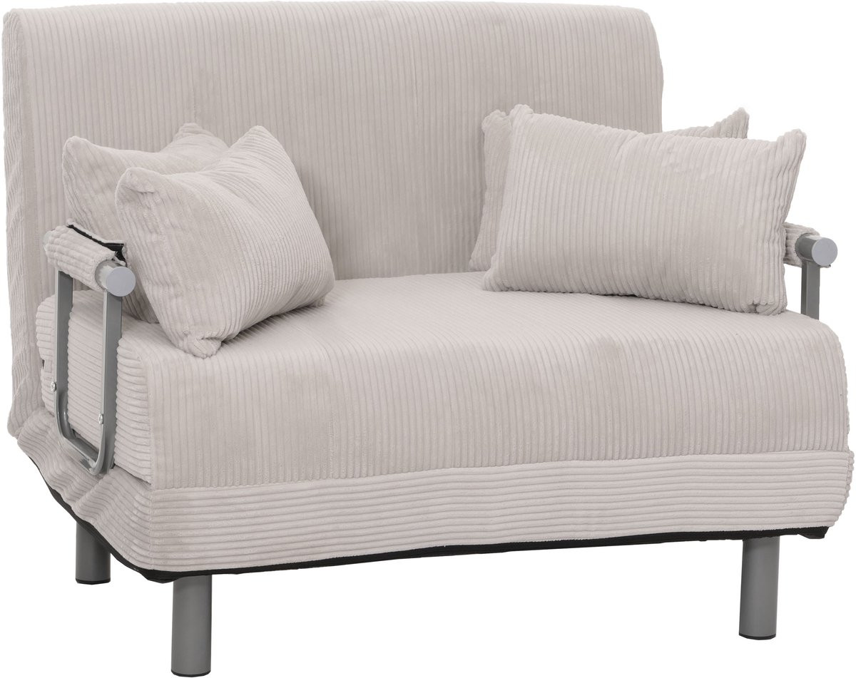 Fauteuilbed MCW-K29 Lichtgrijs - Opklapbare fauteuil slaapbank van corduroy stof met ligoppervlak 190 x 100 cm