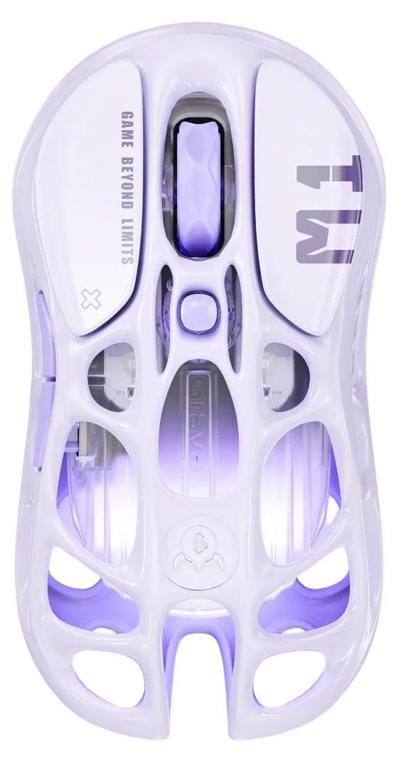 GravaStar Mercury M1 Pro Draadloze Gamingmuis met 1K Dongle, 26.000 DPI, PAW3395-sensor en Glowsync RGB-verlichting, Lavendelpaars
