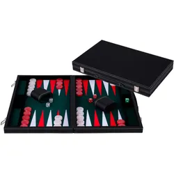 Longfield Backgammon 18", grün/rot/weiss eingelegt (Deutsch, 2 Spieler)