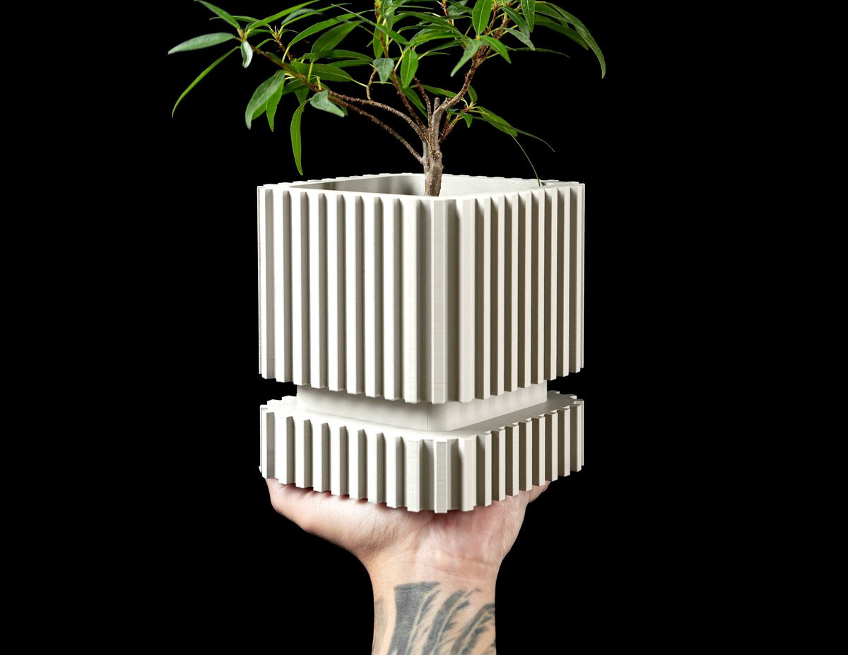 Skushy Stripes Bloempot - Moderne Designpot voor Tafeldecoratie