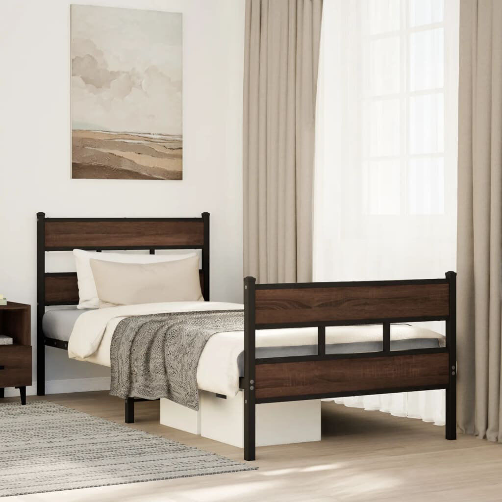 vidaXL Bed Frame Brown Oak 100 x 200 cm