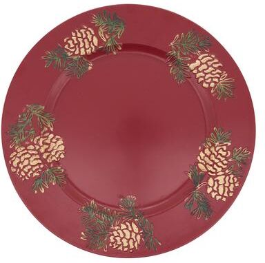 Saro Pinecone Botanical Charger Plates, Set of 4 - Holiday Dining Table Decor