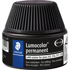 Staedtler Nachfülltusche Lumocolor perm., schwarz, 48717-9, für Permanentmarker, Kapillarsystem, 15ml