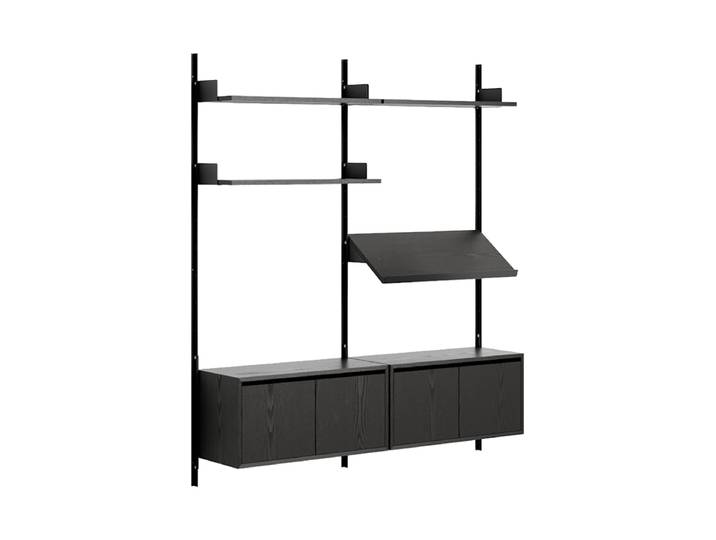 Modulares Design Wandregal „New Works Living Cabinet“ Eschenholz / Schwarz