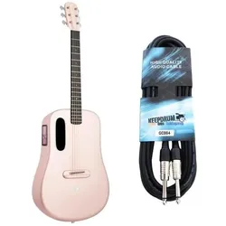 Lava Music Gitarre ME 4 38 Zoll Pink mit Kabel (Akustik Gitarre, Airsonic Kohlefaser-Verbundstoff), Gitarre, Pink