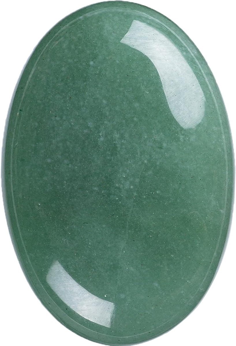 Groene Aventurijn Palmsteen - Helende Chakra Steen voor Stressverlichting - Natuurlijk Gepolijste Groene Steen - B/D/H: 60 x 40 x 20 mm