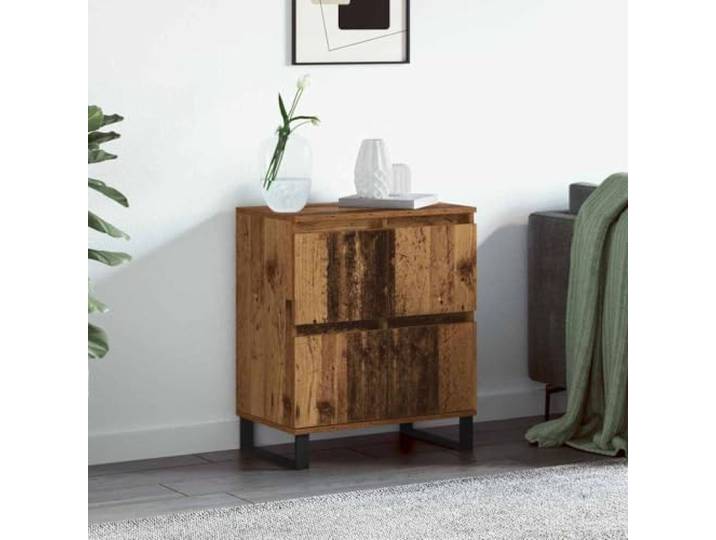 HEFZGDB Beistellschrank Altholz Holzwerkstoff mit Eisenbeinen für Stabilität, Sideboard für Wohnzimmer mit reichlich Stauraum, Sideboard mit Wandhalterung, 60x35x70 cm