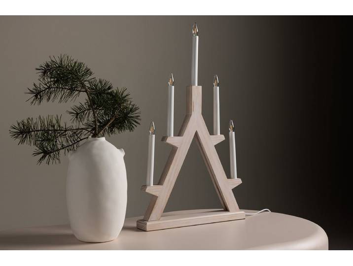 Weihnachtsbeleuchtung Winterglanz - stimmungsvoller Adventskerzenhalter - Kiefernholz - Luxusbetten24