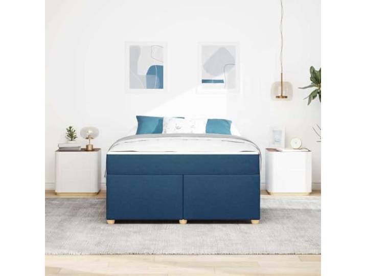 KTHLBRH Doppelbett Blau 160 x 200 cm mit Matratze Gestell aus Holz, schwarze Beine, einfache Montage, 280 kg Stütze