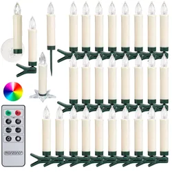DEUBA Weihnachtsbaumkerzen 30er ohne Batterie mit Fernbedienung und Zubehör warm weiß