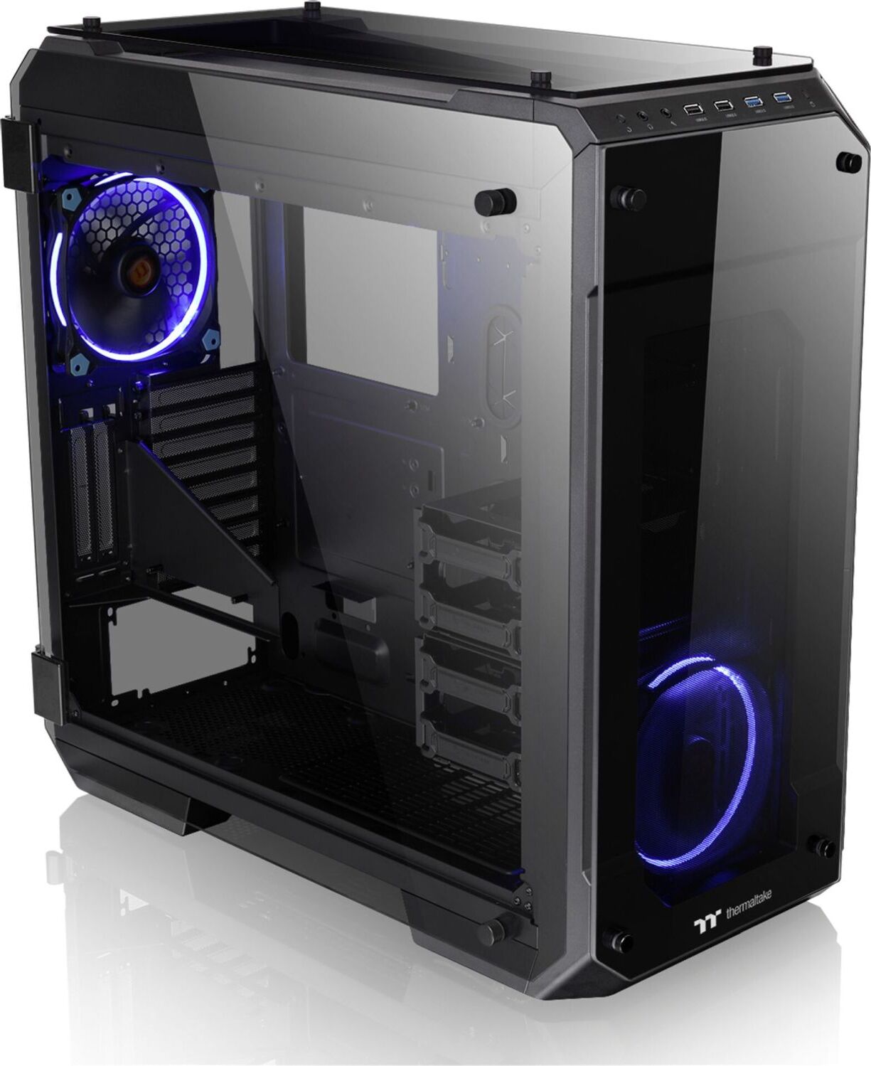 Thermaltake View 71 Tempered Glass Edition, Full Tower, PC, Schwarz, ATX, EATX, micro ATX, Mini-ATX, SPCC, Gaming