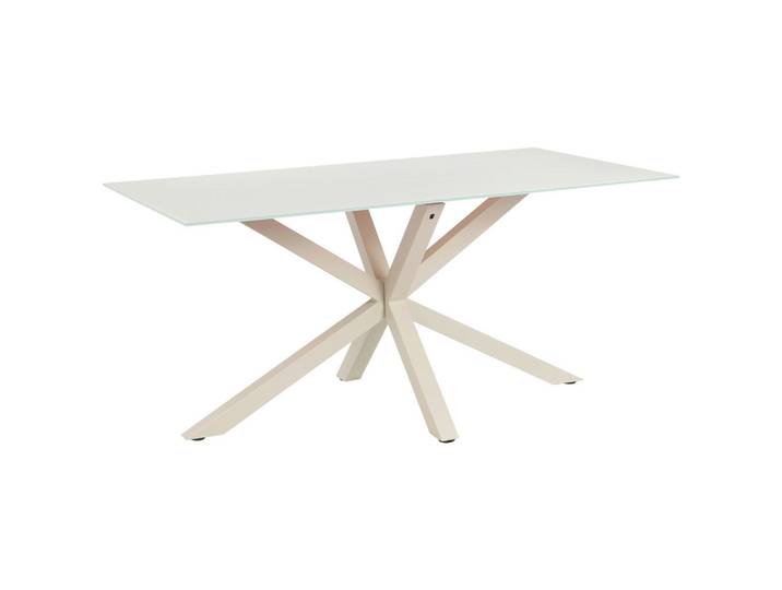 P & B Esstisch, Kaschmir, Metall, Glas, rechteckig, Flachrohr, 90x75.5x160 cm, Esszimmer, Tische, Esstische, Glastische