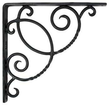 Achla Designs Scroll Shelf Bracket, 10 Inch Long, Set of 2, Black Powder Coat Finish
