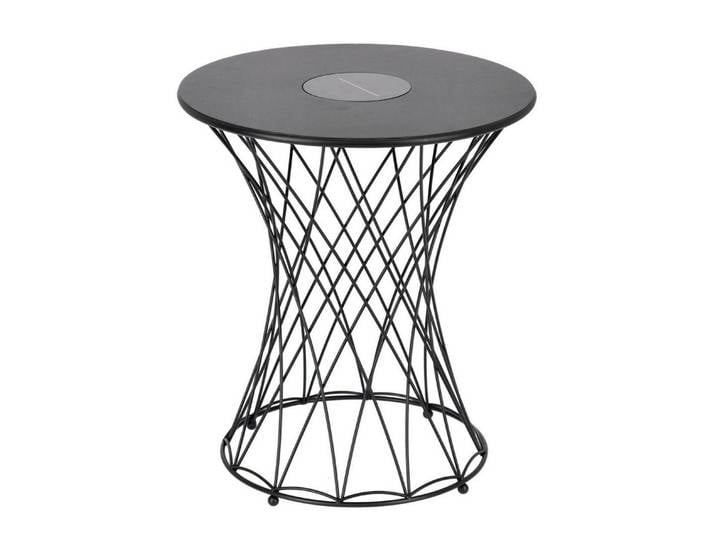Feeling4Home Beistelltisch Jeevan aus Metall, Schwarz, LED-Lichtquelle in der Platte mit Solarpanel