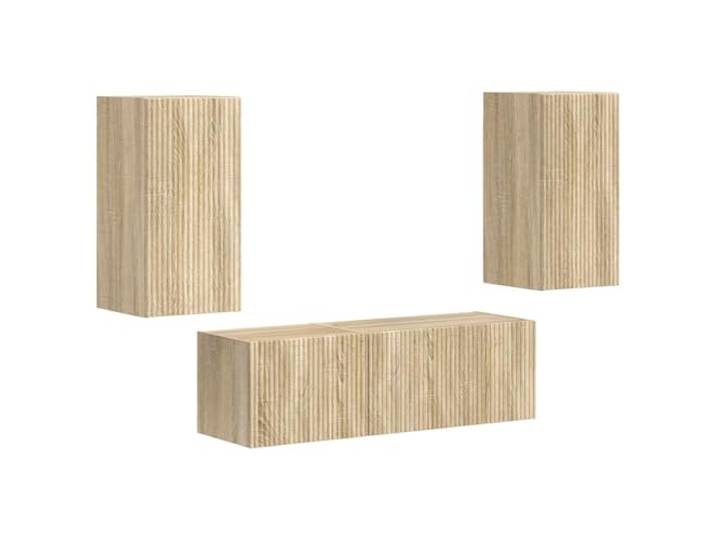 LKJephalotrop TV Wandschrank Set 4-Teilig Wandboard Sonoma Eiche Platzsparende Hängeboards fürs Wohnzimmer mit 90-Grad-Klapptüren und Pflegeleichter Holzwerkstoff-Oberfläche.