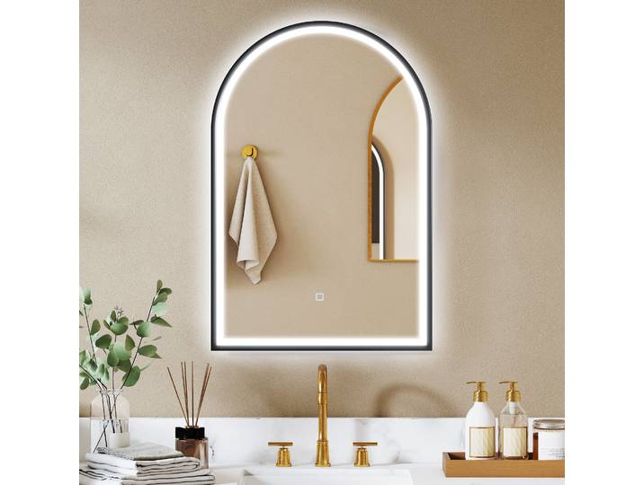 HOMCOM Miroir LED Salle de Bain 60x90cm Anti-buée Noir