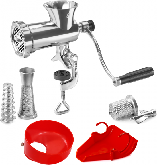Tre Spade TC-8/3 USI INOX - Hachoir à viande manuel - N.8 + Kit d'accessoires