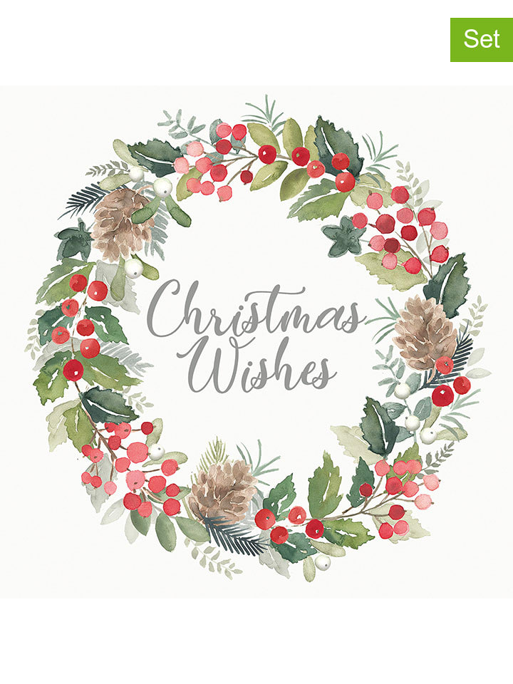 ppd 2er-Set: Servietten "Merry Wreath" in Bunt - 2x 20 Stück - onesize