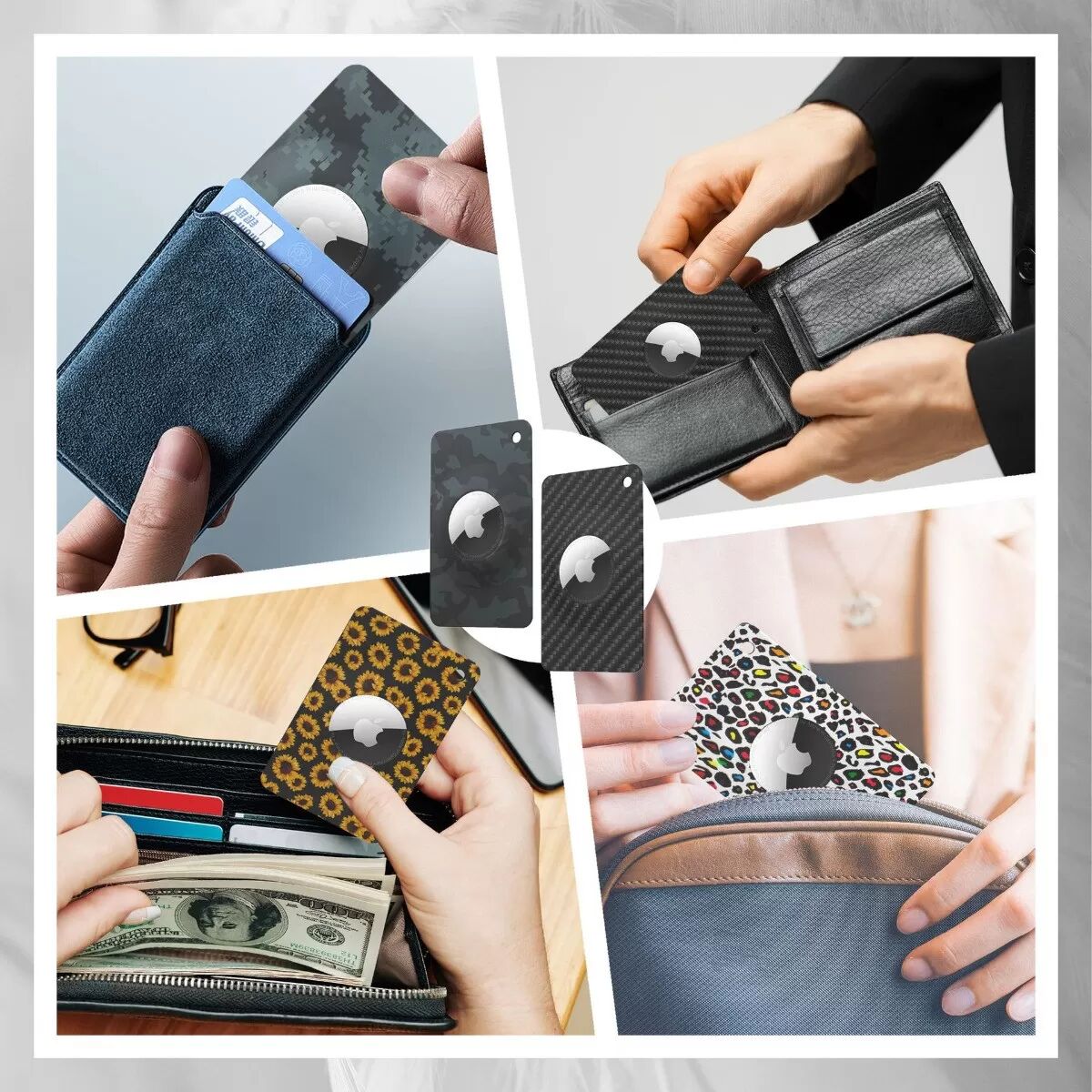 INF AirTag Karten-Schutzhülle TPU Slim Wallet Insert – Bedruckter Karten-Einsatz, kompatibel mit Apple AirTag 1/2