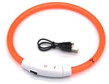 Uplift Essentials High Visibility Luminous LED Dog Collar Ultra Bright Night Safety Light orange l