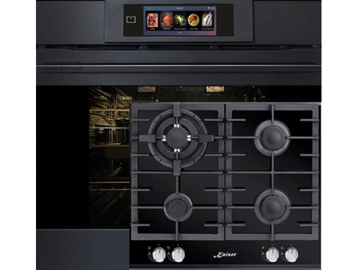 Kaiser Küchengeräte Backofen-Set Herd Set Autark Einbaubackofen XXL Multi 29, Multifunktions-Elektro-Backofen mit Pyrolyse und Dampfreinigung, 60 cm+Gas-Kochfeld 60cm 4 Brenner WOK 3,8 kW WO EH 6347+KCG 6380, mit 1-fach-Teleskopauszug