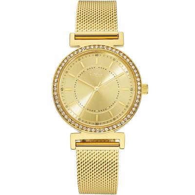 Quarzuhr FIRETTI "Elegance", gold (goldfarben, champagnerfarben), Armbanduhren, Damen, Quarzuhr, Armbanduhr, Damenuhr, Edelstahlarmband, analog, Swarovski-Kristalle