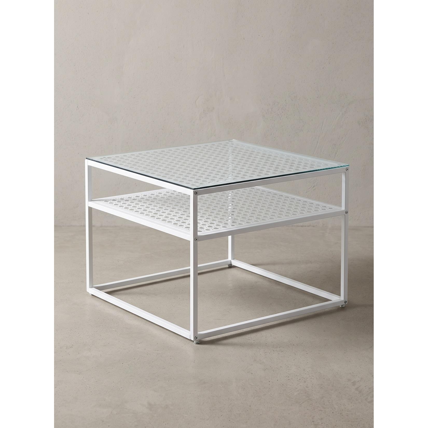 Couchtisch Sicherheitsglas Weiß 60x60x45 cm - ALCUDIA Kadima