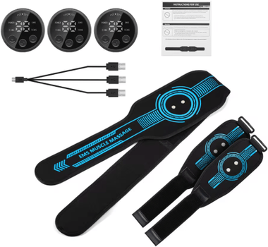 Inspire Picks EMS Abdominal Fitness Belt Intelligent Muscle Massage Trainer With USB Charging 3 Pieces Set