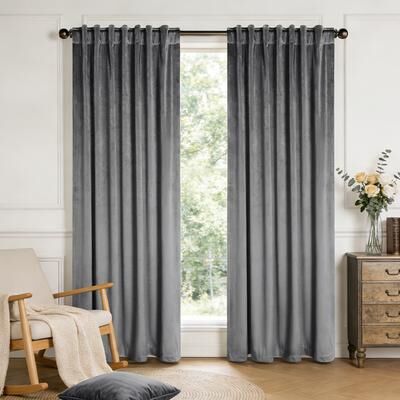 Awesome Home Velvet Room Darkening Back Tab Pair