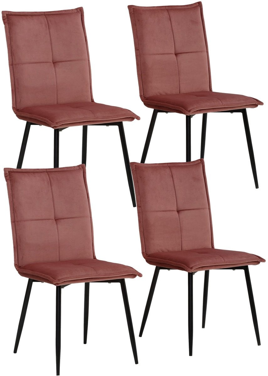 Donna-Eetkamerstoel - Roze Fluweel - Set van 4