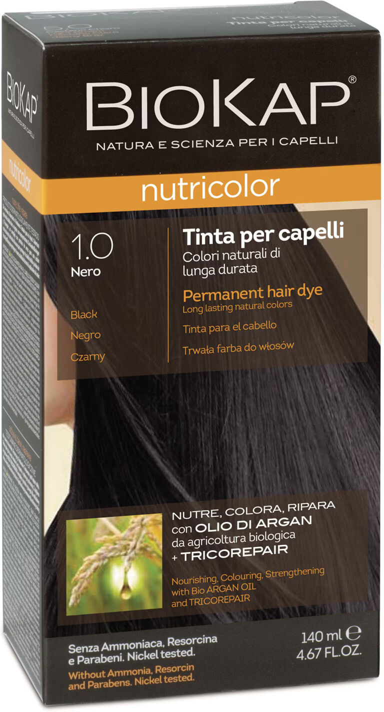 BIOKAP Nutricolor 1.0 Black Permanent Hair Dye 140ml