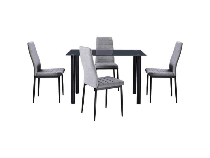 Essgruppe Wels 5--Teilig. Metall/Textil/Glas Grau