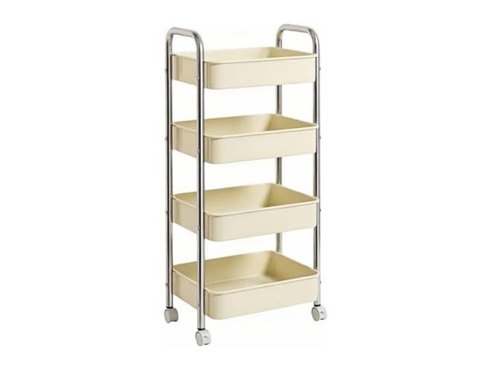 XXAD553TY Essen 4-stufiger Rollwagen for Mobile Küche und Wohnzimmer-Aufbewahrungsregal-Organizer(Weiß,Groß)