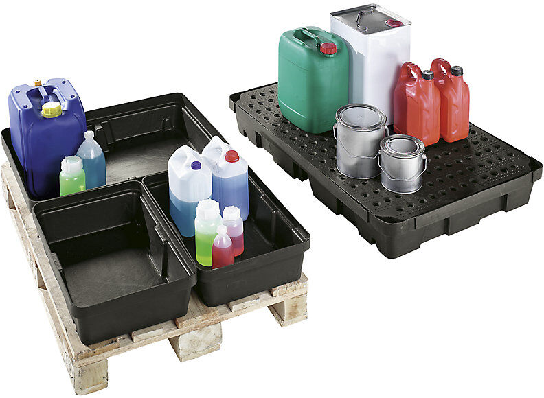 kaiserkraft Kleingebinde-Palettenwanne, aus Polyethylen (LDPE), Volumen 100 l, ohne Rost