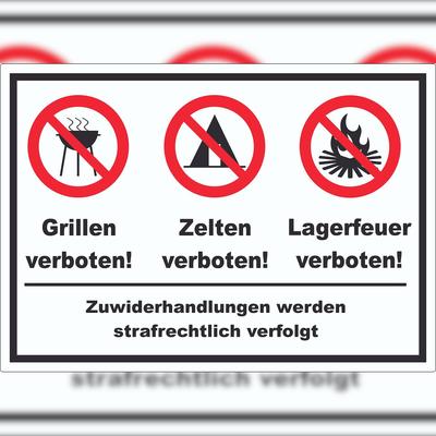 HB-Druck Grillen Zelten Lagerfeuer verboten Aufkleber A9 (37x52mm)