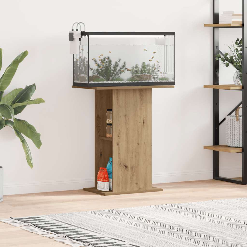 vidaXL Soporte para acuario de roble artesanal 36x60,5x72,5 cm Marrón
