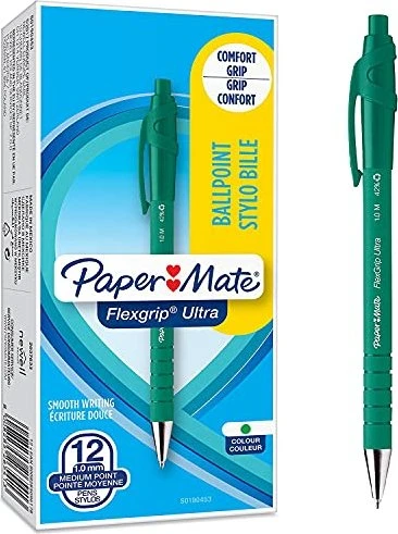 Paper:Mate Kugelschreiber Flexgrip Ultra RT M Grün 12Stk