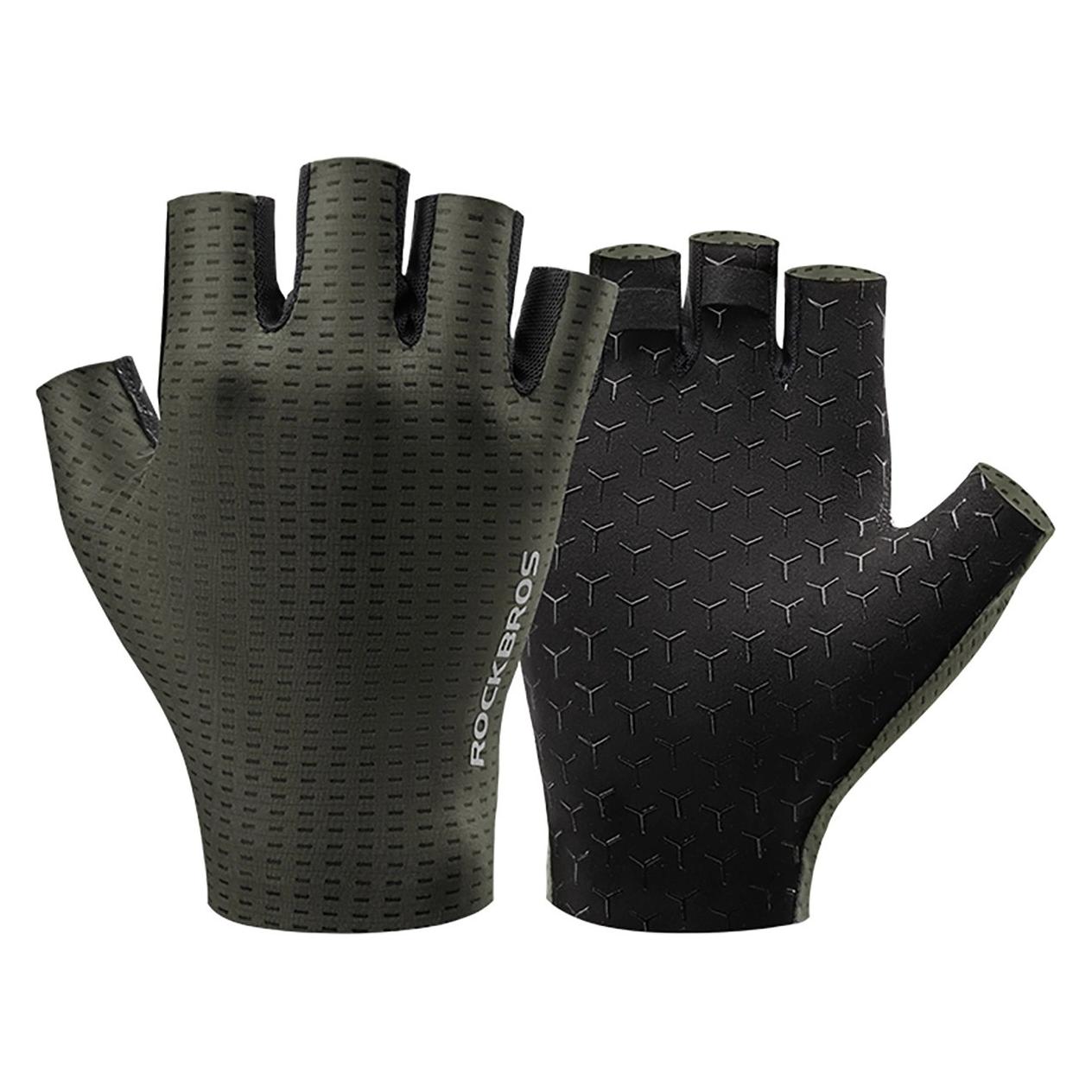 Rockbros Breathable Short Finger Cycling Gloves, Size: S - Green (S) (8386824304336)