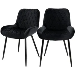 ESSZIMMERSTUHL 2er Set Schwarz Samt