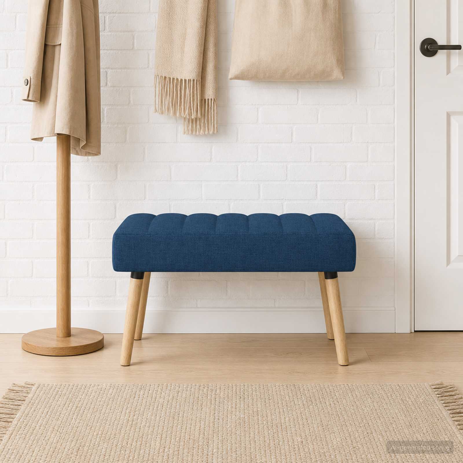 vidaXL Banc capitonné canal Bleu 80 x 40 x 46 cm Tissu