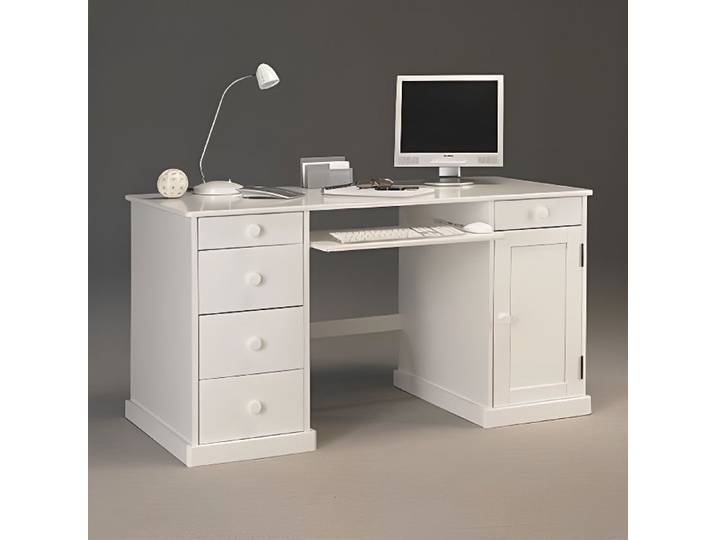 Bureau Informatique Blanc de Style Anglais