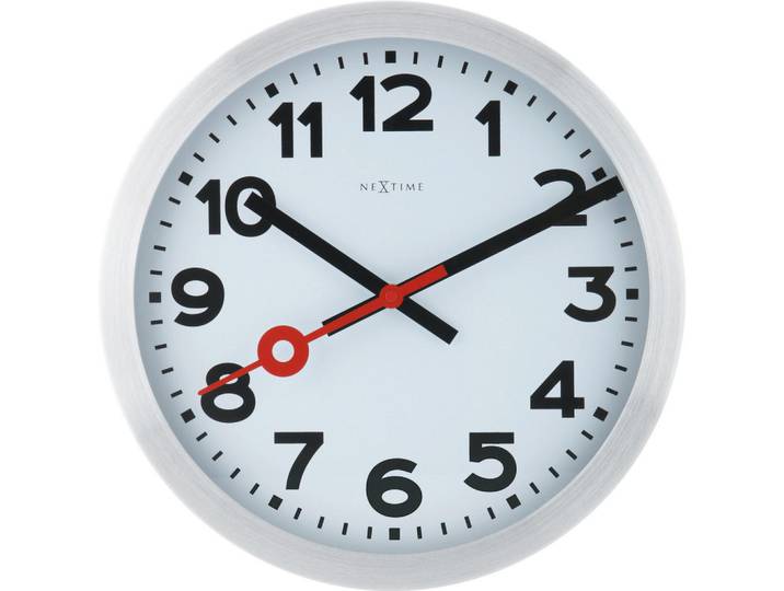 Nextime Wanduhr, Silberfarben, Metall, 35x35x4.5 cm, RoHS, CE, Dekoration, Uhr, Wanduhren