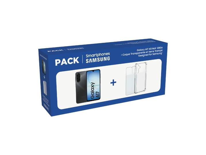Pack smartphone Galaxy A17 4G 128 Go Noir + coque + protection d'écran verre trempé SAMSUNG