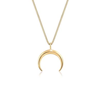 Kette mit Anhänger ELLI "Halskette Kette Anhänger Halbmond Fein 925 Silber" Gr. 45, gold, Halsketten, Damen, 45, ohne Stein, Silber 925 (Sterlingsilber)