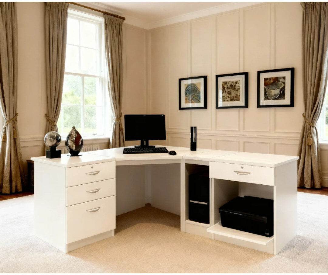 Zipcode Design Brie Modular L-Shaped Computer Desk White 72cm H X 184cm W X 141.9cm D