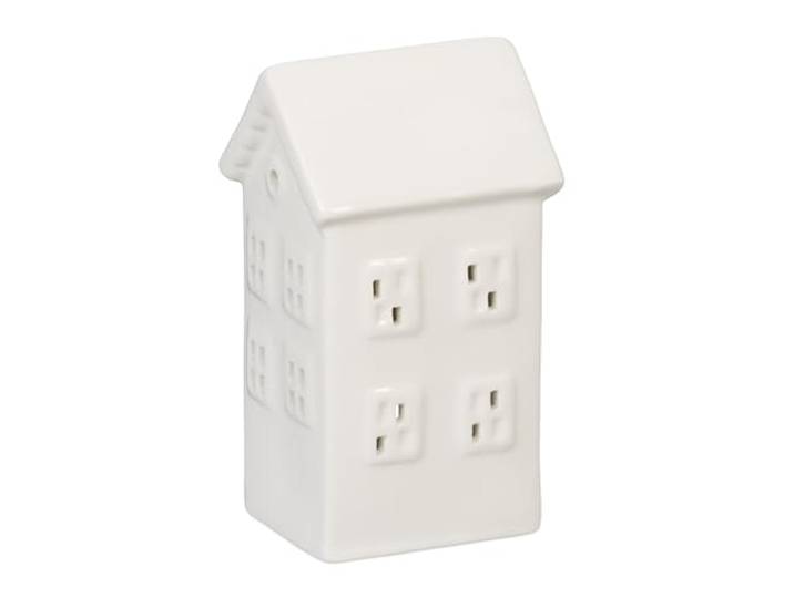 Relaxdays Photophore en Forme de Maison\, pour 1 Bougie Chauffe-Plat\, H x L x P : 12 x 6 x 5\,5 cm\, Blanc