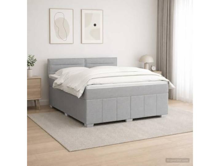 Boxspringbett mit Matratze Hellgrau 160 x 200 cm Mehrfarbige LED-Leuchten, verstellbares Kopfteil, Taschenfederkern, mittlere Härte, waschbare Bezüge