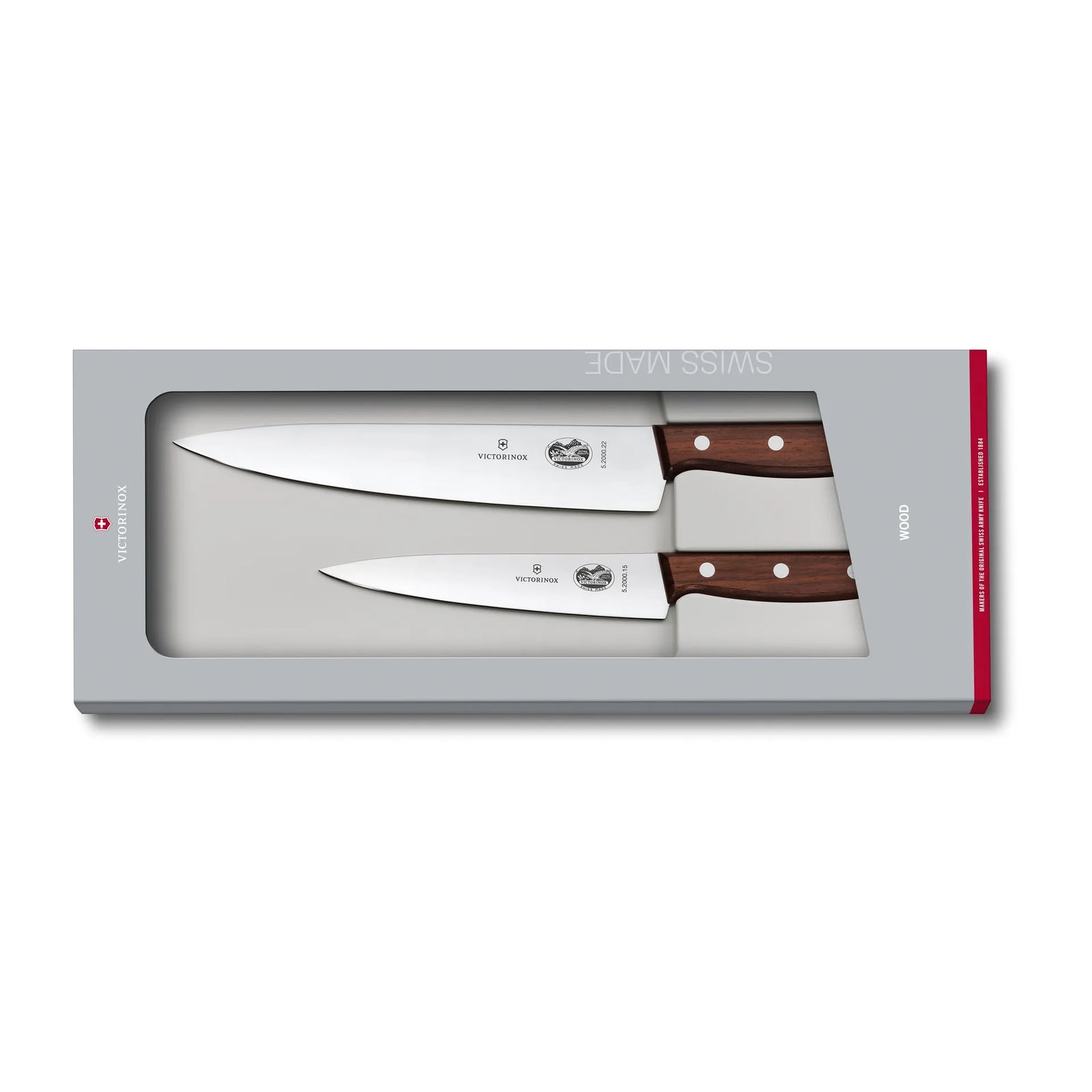 Victorinox Wood koksmessen set van roestvrij staal en esdoornhout