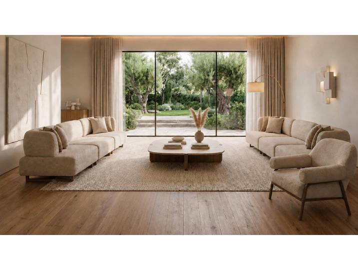JVmoebel Wohnlandschaft Modernes Wohnensemble 3+3+1 Stilvoll Komfortabel Wohnen Design Luxus, 3 Teile, Made in Europa