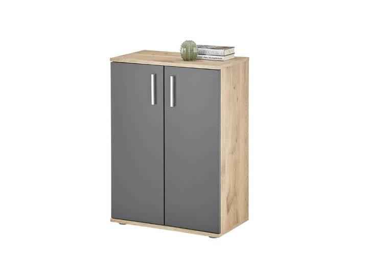 Moderne, kombistarke Kommoden, Eiche-Grau, 2-türig
